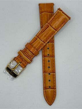 Invicta 16mm Light Brown Alligator Embossed Leather Watch Band Gold Tone Buckle